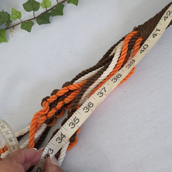 Orange Brown White Macrame Plant Holder Hanger - Picture 10 of 10